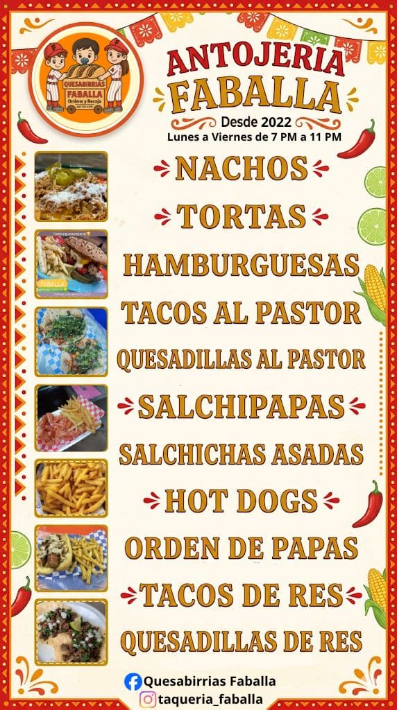 Menú nocturno